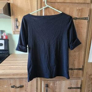 Lauren Ralph Lauren Black Boatneck Short Sleeve Top